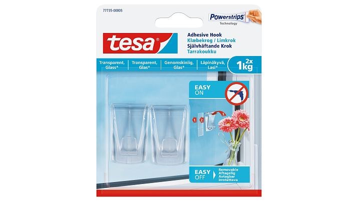 Tesa Klæbekrog til transparente overflader og glas (1 kg), 2 stk.