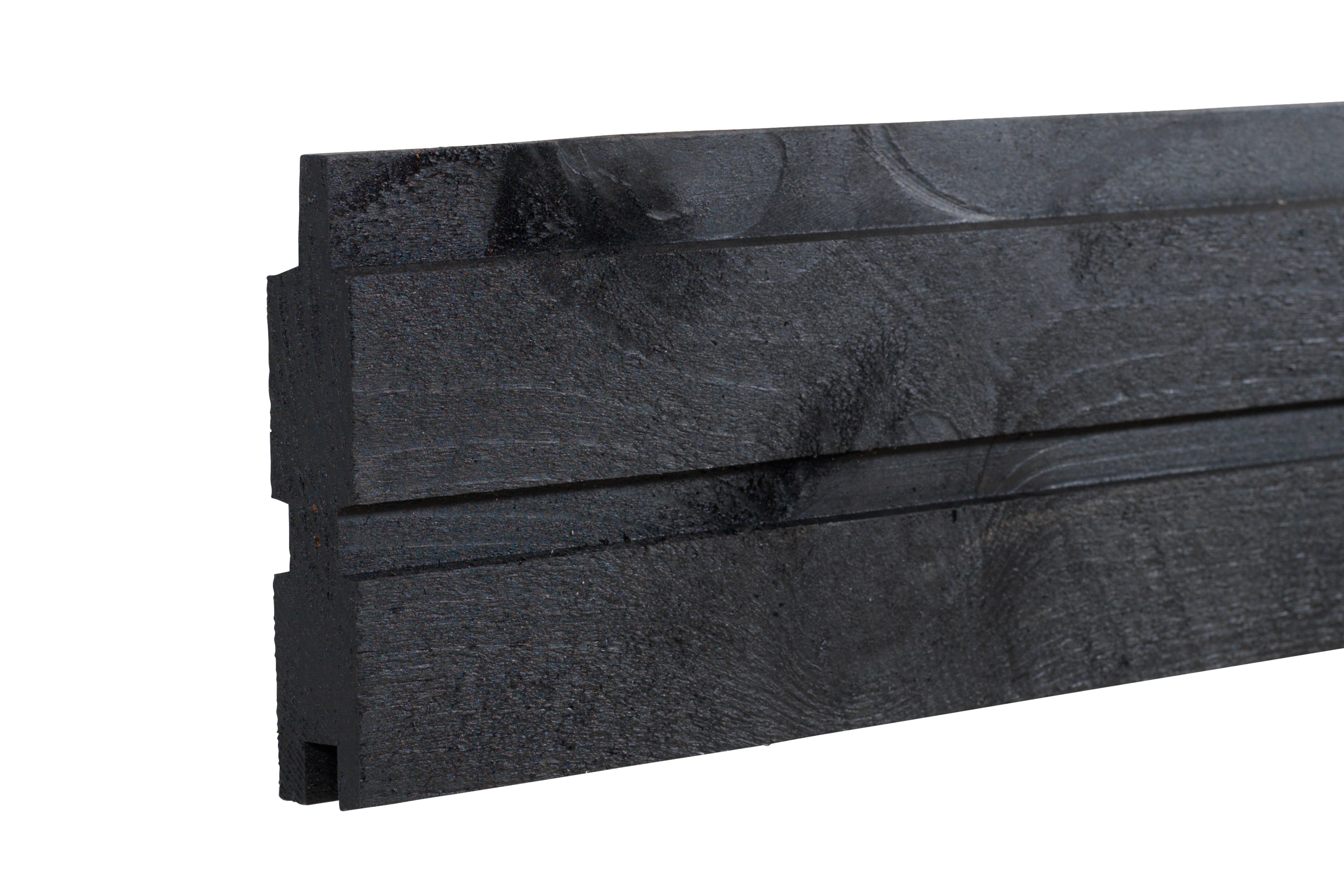 Plus Plank løsdel til plankeværk profilbræt 25x140mmx177cm sortgrundet 17760-15