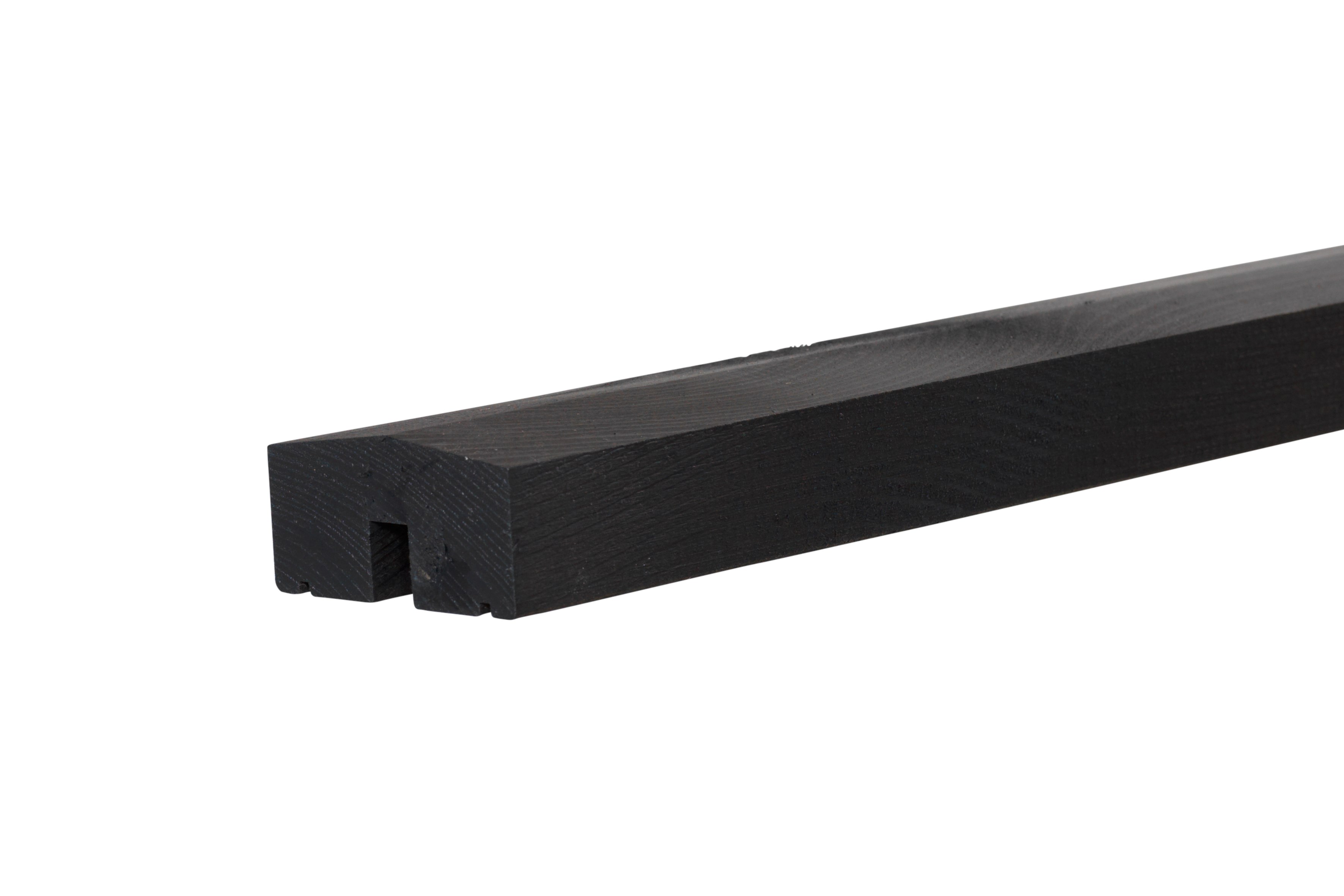Plus Plank løsdel til plankeværk mellemtopafslutning 34x68mm x174cm sortgrundet 17769-15