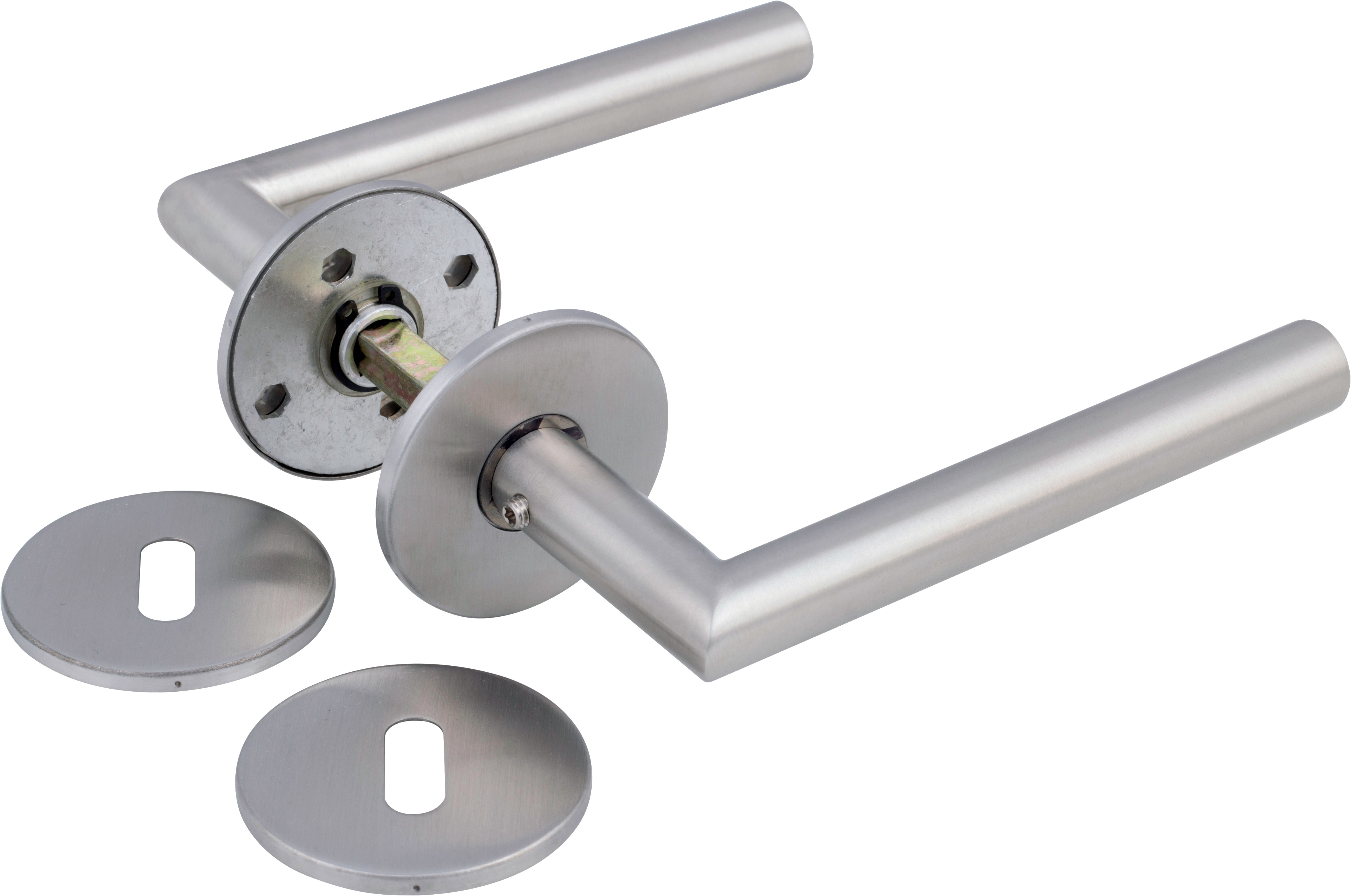 JASA L-Form Dørgreb med Skarpt Hjørne inkl. Clickroset og Nøgleskilt