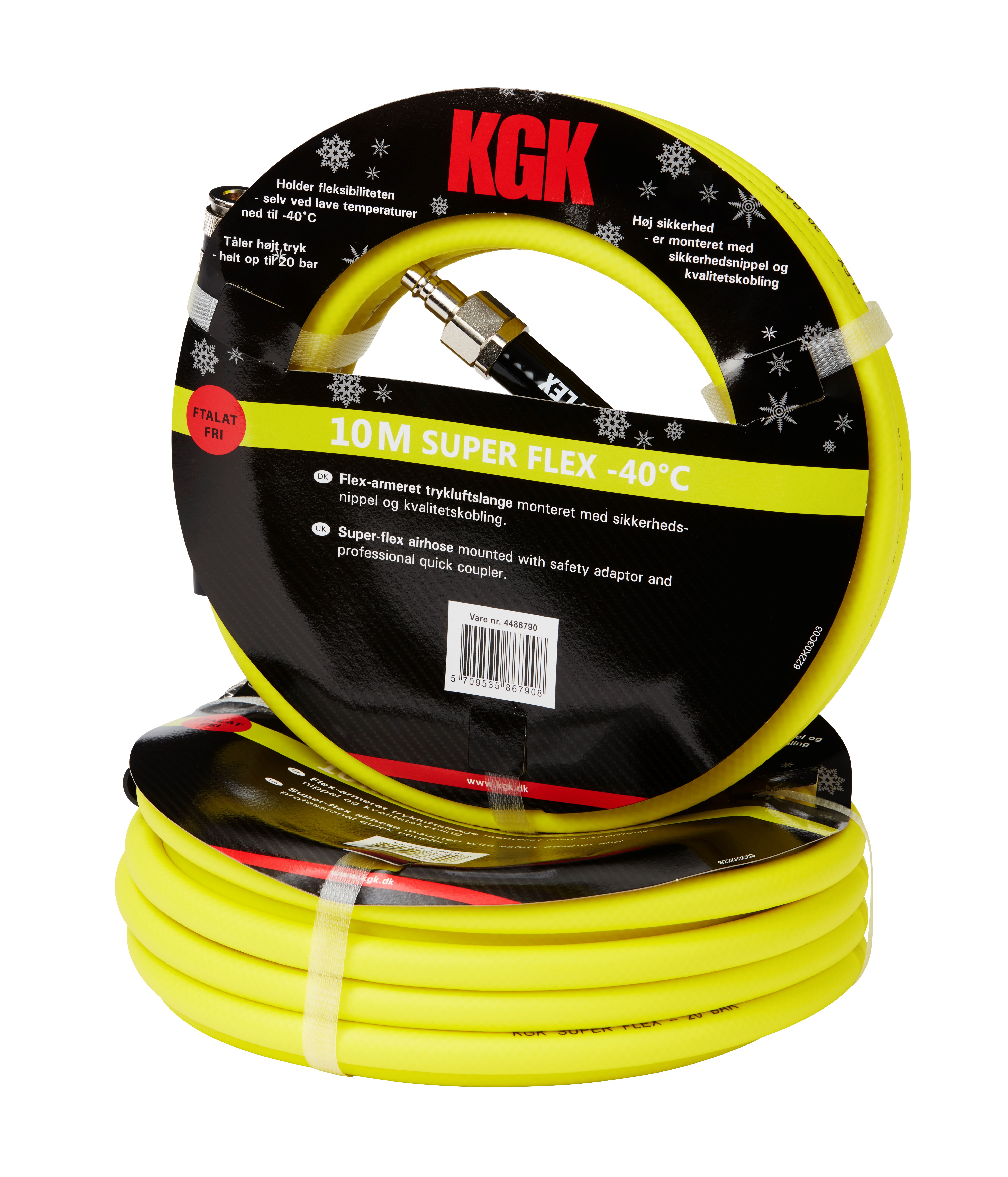 KGK Trykluft-slange 10mtr 3/8"" Gul Frostfri Slange  Gruppe 2