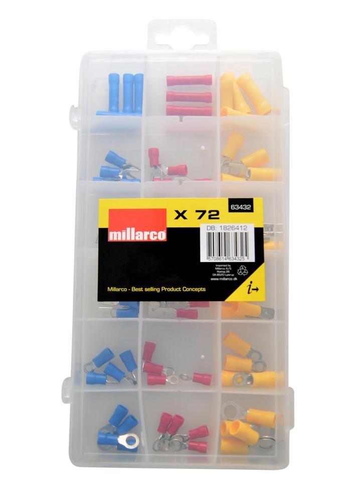 Millarco sortimentboks m/kabelsko 72 dele