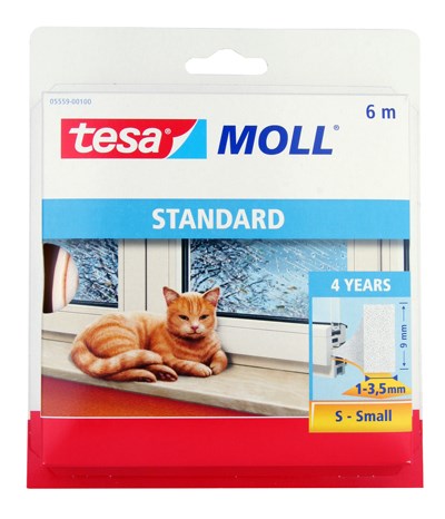 Tesa Tætningsliste Moll I-profil Hvid      9mmx6m