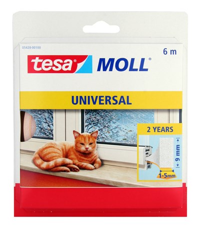 Tesa Tætningsliste Moll Pur Hvid                    9mmx6m