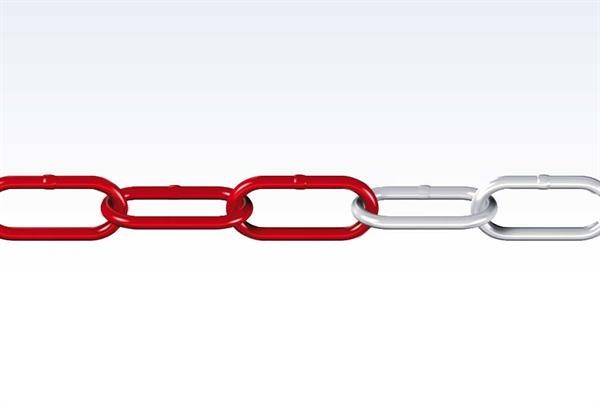Roliba plastkæde langleddet rød/hvid 6 mm x 5 m