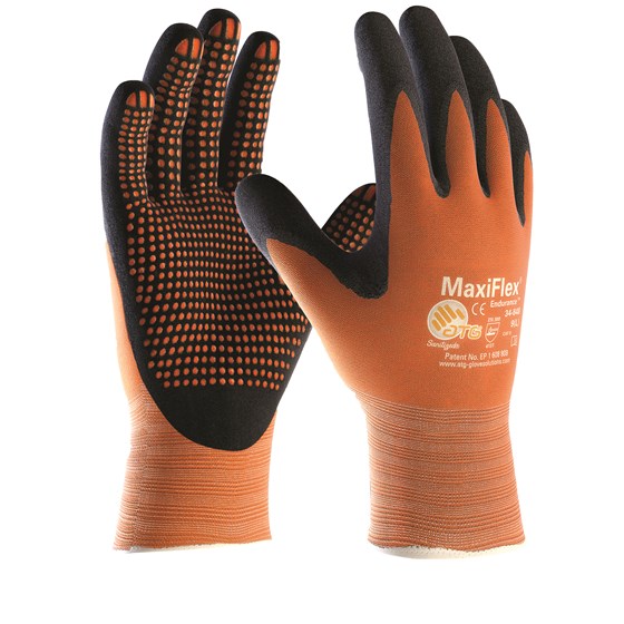 ATG 34-848 MaxiFlex Endurance Handsker DotterFarve Orange / Sort Størrelse 8 - STARK