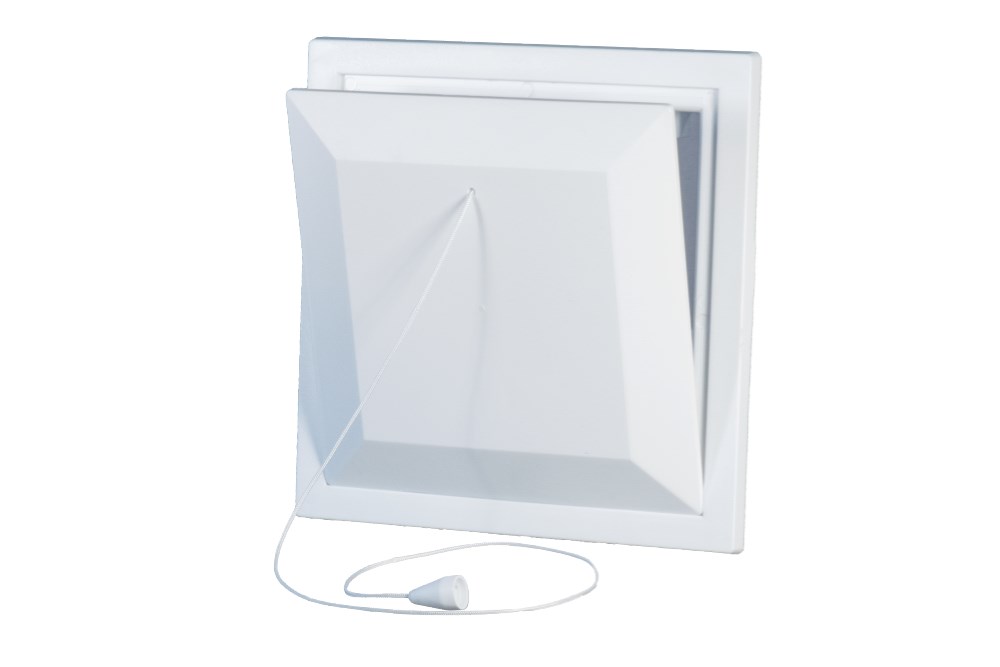 Duka klapventil type 111 hvid 150 x150 mm indv. 140 mm